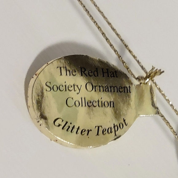 Glitter Tea Pot Red Hat Society Club Hanging Ornament - Picture 6 of 8